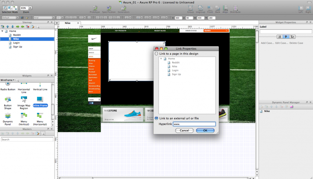 Using Inline Frames in Axure.